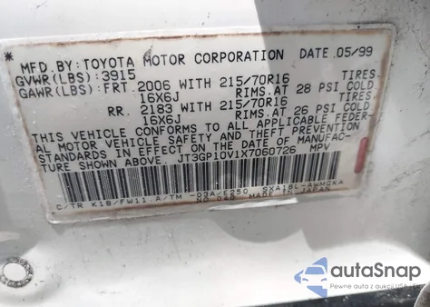 1999 Toyota Rav4 from USA, damaged, VIN JT3GP10V1X7060726